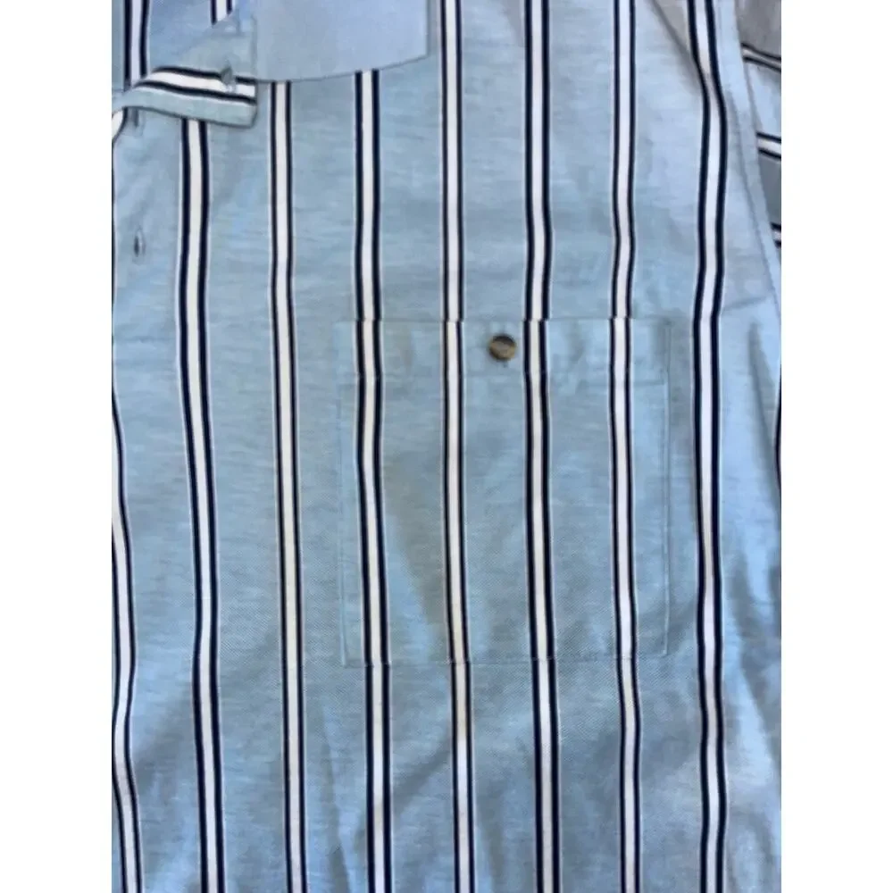 Mens Haband Casual Joe Light Blue White Black Striped Vintage 90s Polo Shirt XL - Picture 2 of 6